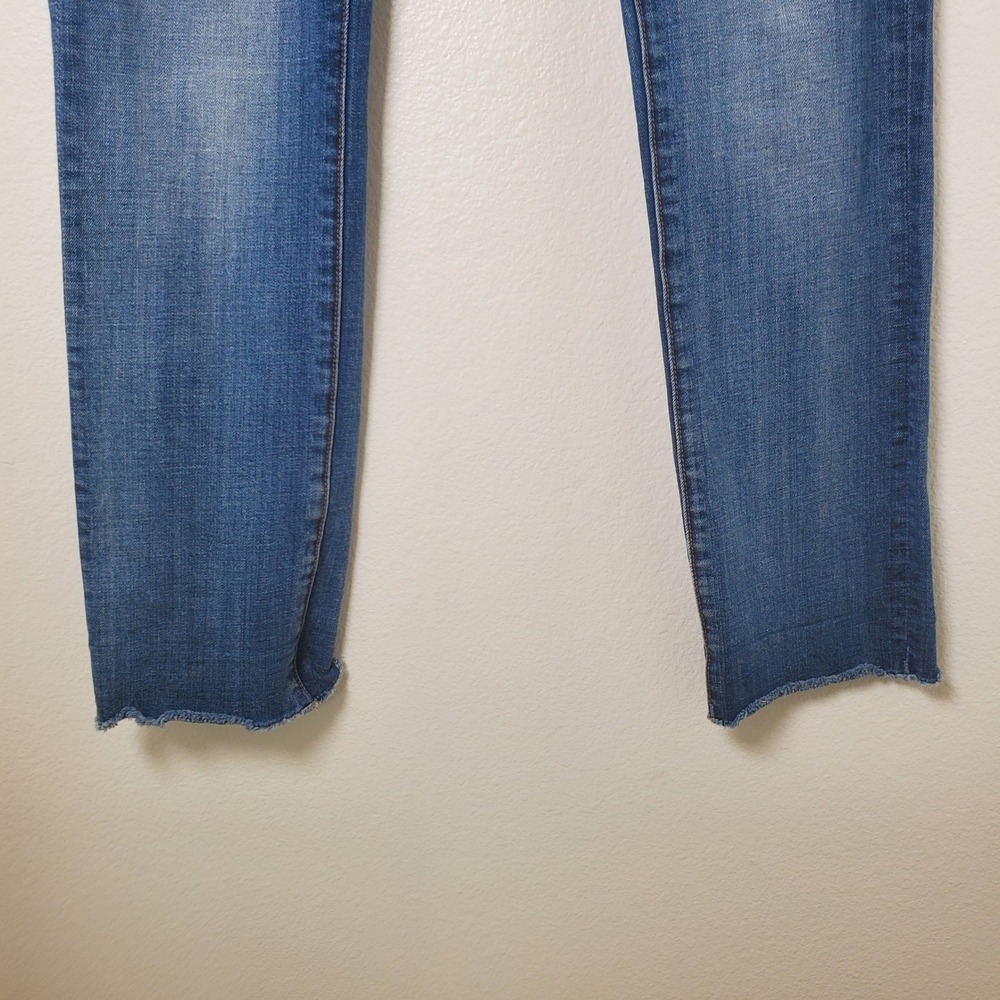 Driftwood Audrey Slim Straight Leg Raw‎ Hem Jeans Medium Wash Blue Denim Size 28 - Picture 6 of 12